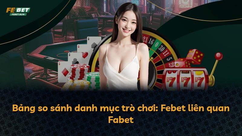 Bảng so sánh danh mục trò chơi: Febet liên quan Fabet